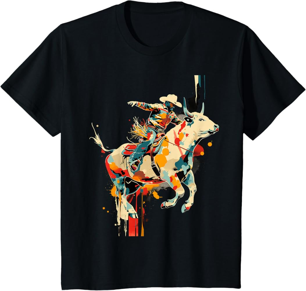 Aesthetic Bull Rider on Athletic Sports Rodeo Bull Riding T-Shirt | Amazon (US)