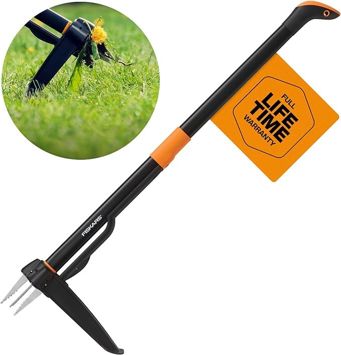 Fiskars 4-Claw Stand Up Weeder - Gardening Hand Weeding Tool with 39" Long Ergonomic Handle - Bla... | Amazon (US)