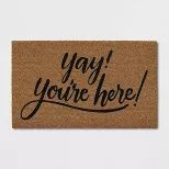 1'6"X2'6" Yay You're Here Coir Doormat Black/Beige - Threshold™ | Target