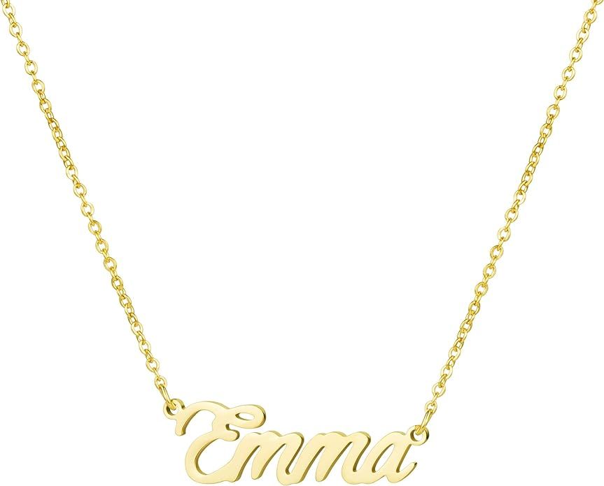 Awegift Personalized Name Necklace 18K Gold Plated New Mom Bridesmaid Gift Jewelry for Women | Amazon (US)