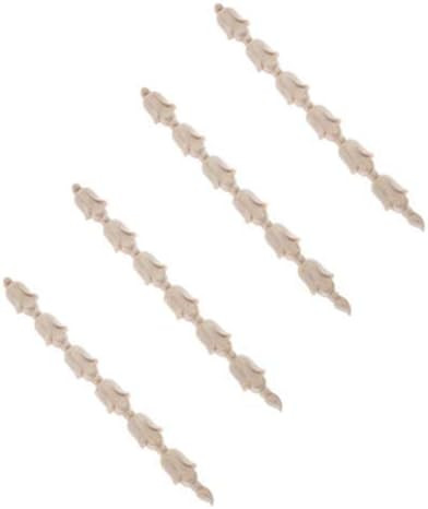 4Pcs Carved Wooden Corner Applique Onlay with 5 Same Carved Flowers Modern Unpainted Long Piece V... | Amazon (US)