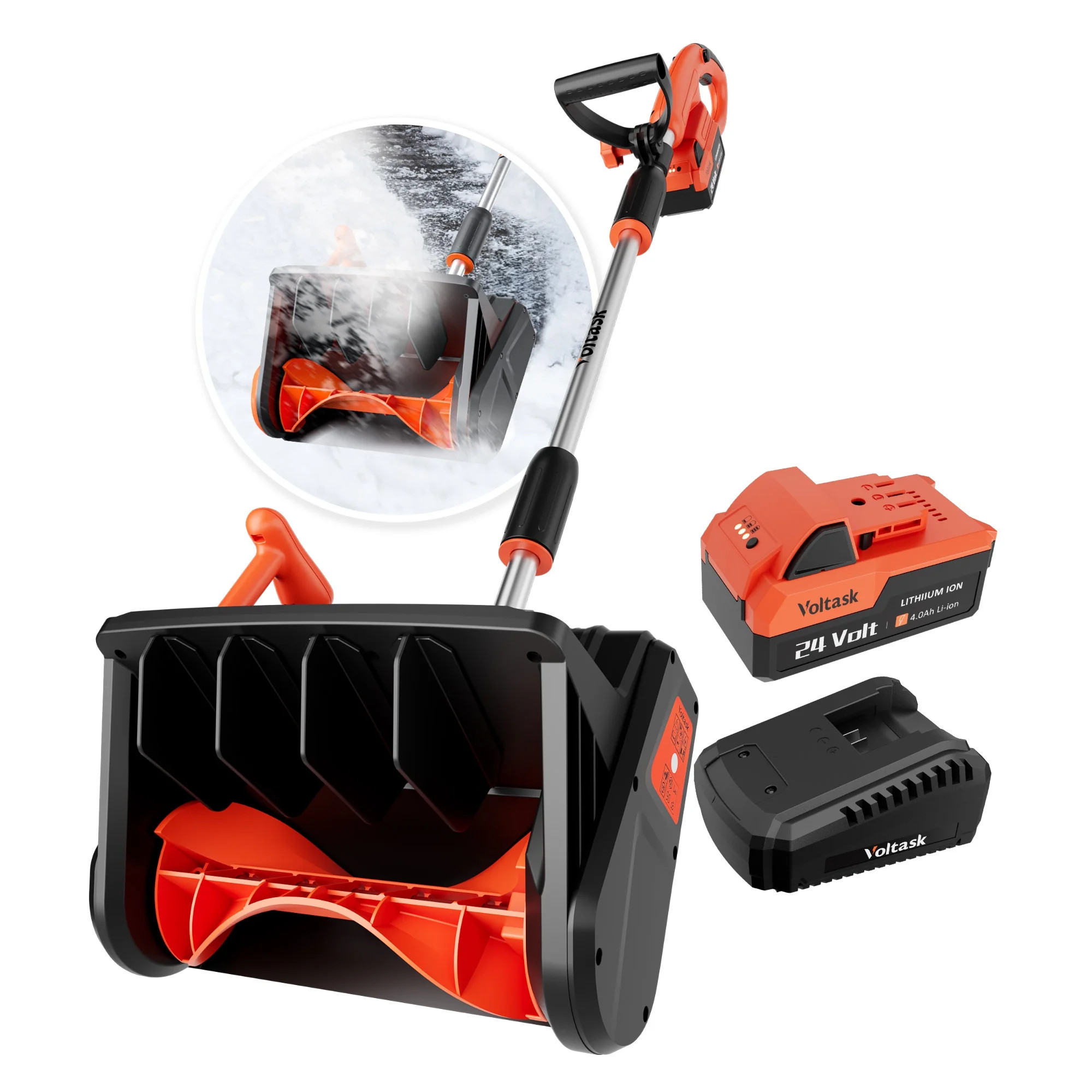 VOLTASK 24V 13-inch Cordless Snow Shovel with Directional Plate, Battery & Quick Charger Included | Walmart (US)