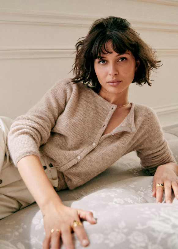 Gilet Gaspard - Beige chiné clair - Super kid mohair - Sézane | Sezane Paris