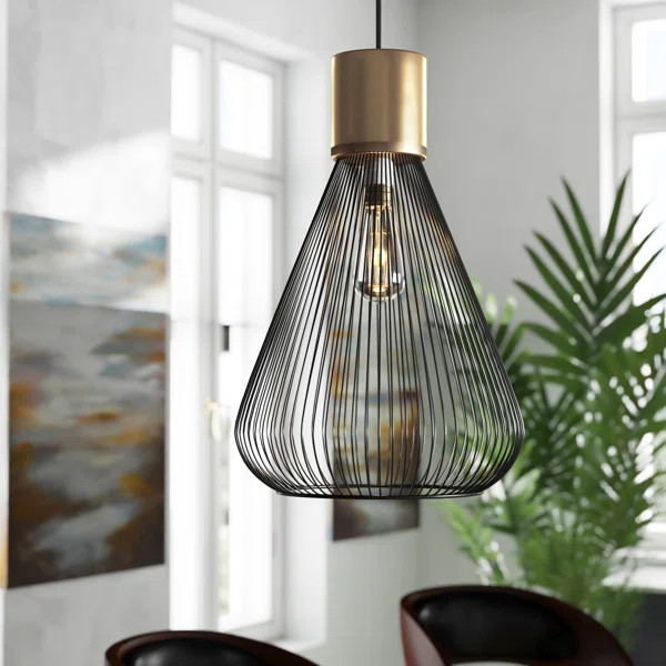 Tookes 1 - Light Antique Brass/Black Single Pendant | Wayfair North America