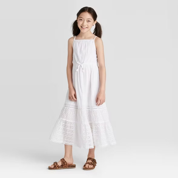 Girls' Eyelet Maxi Dress - Cat & Jack™ White | Target