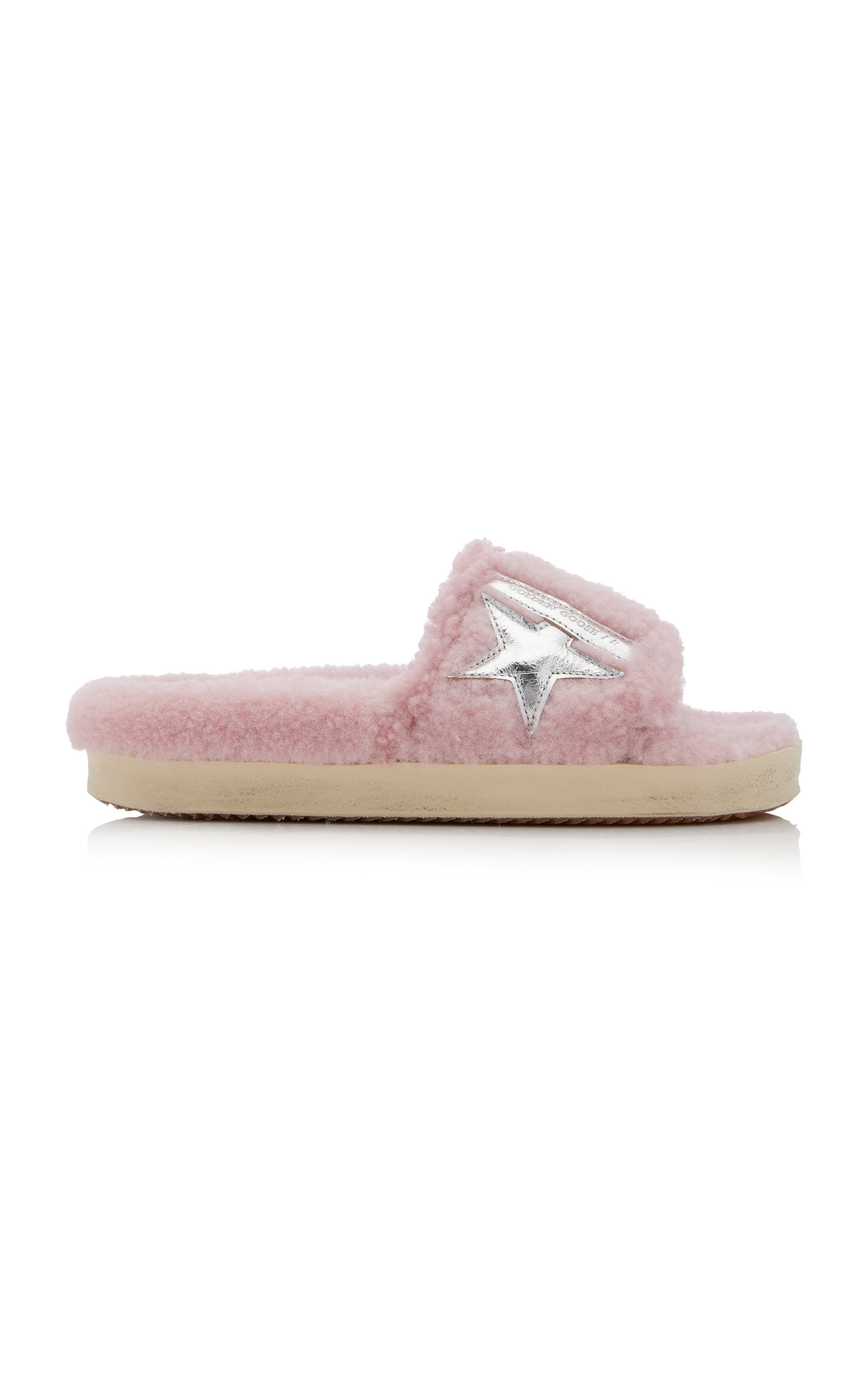 Golden Goose - Poolstar Shearling Slide Sandals - Pink - IT 35 - Moda Operandi | Moda Operandi (Global)