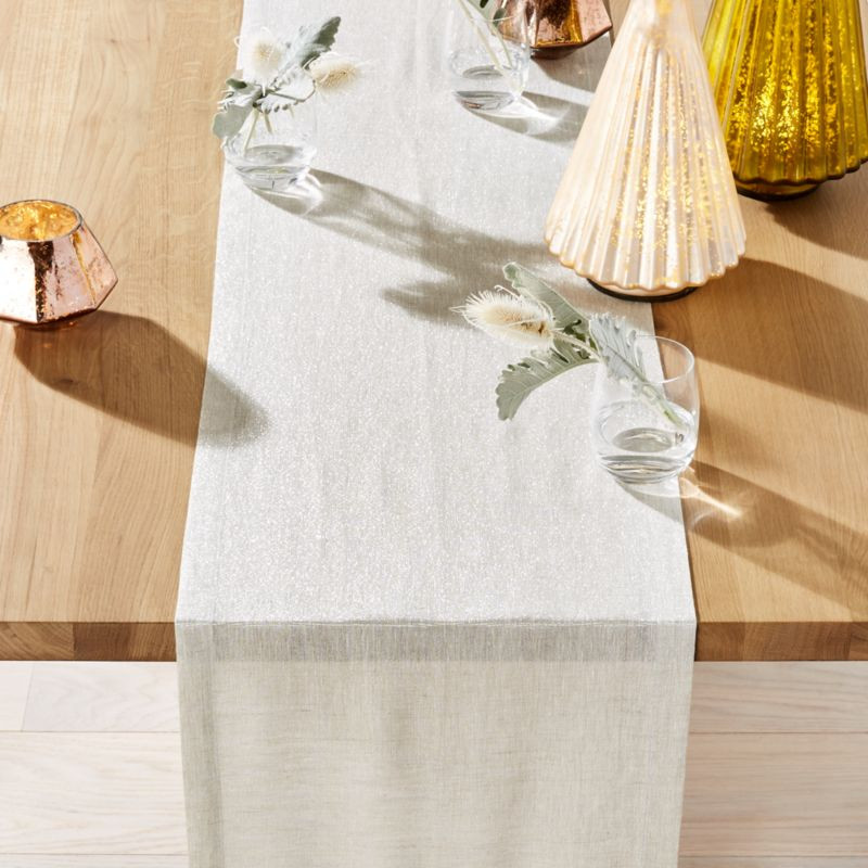 Aurora 90" Linen Table Runner + Reviews | Crate and Barrel | Crate & Barrel