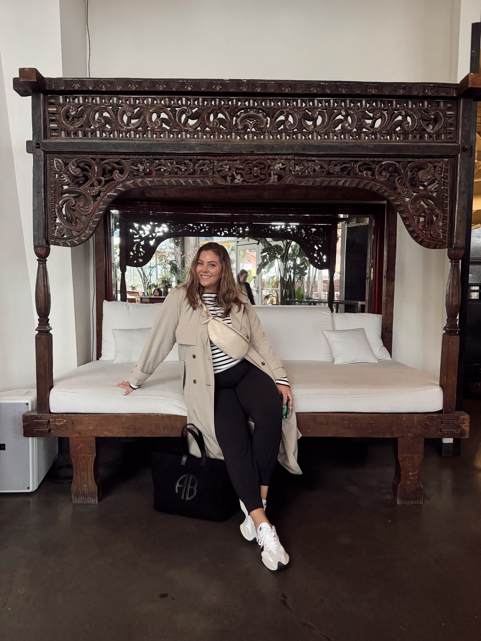 A quick minute to relax after a long day! Switched my pants for the flight home. Wearing XL in trench coat & joggers, 1X in top (use CARALYN20 at Spanx). Use CARALYN20 at Oak and Luna. 

#LTKTravel #LTKStyleTip #LTKMidsize