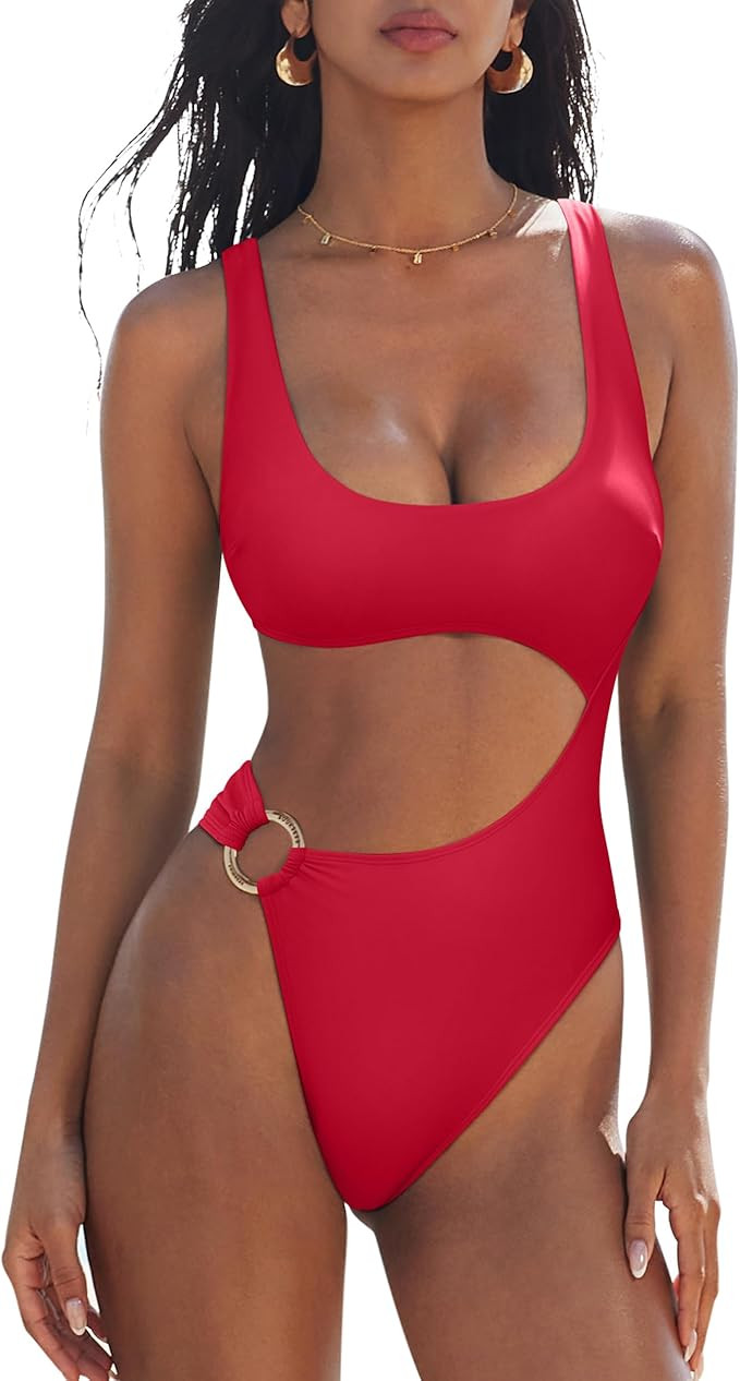 SUUKSESS Women Sexy One Piece Tummy Control Swimsuit Cutout Backless Bathing Suit | Amazon (US)