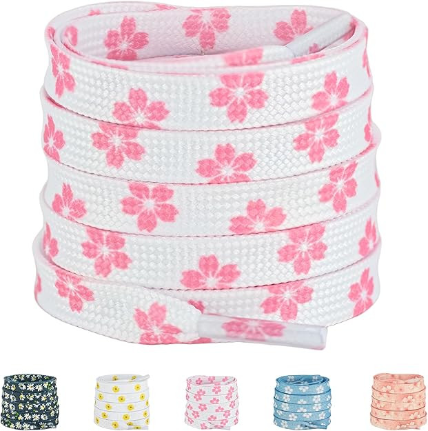 5/16'' Printed Flat Shoelaces For Sneakers, Colored Patterned Shoe Laces Replacement Fun Shoes St... | Amazon (US)