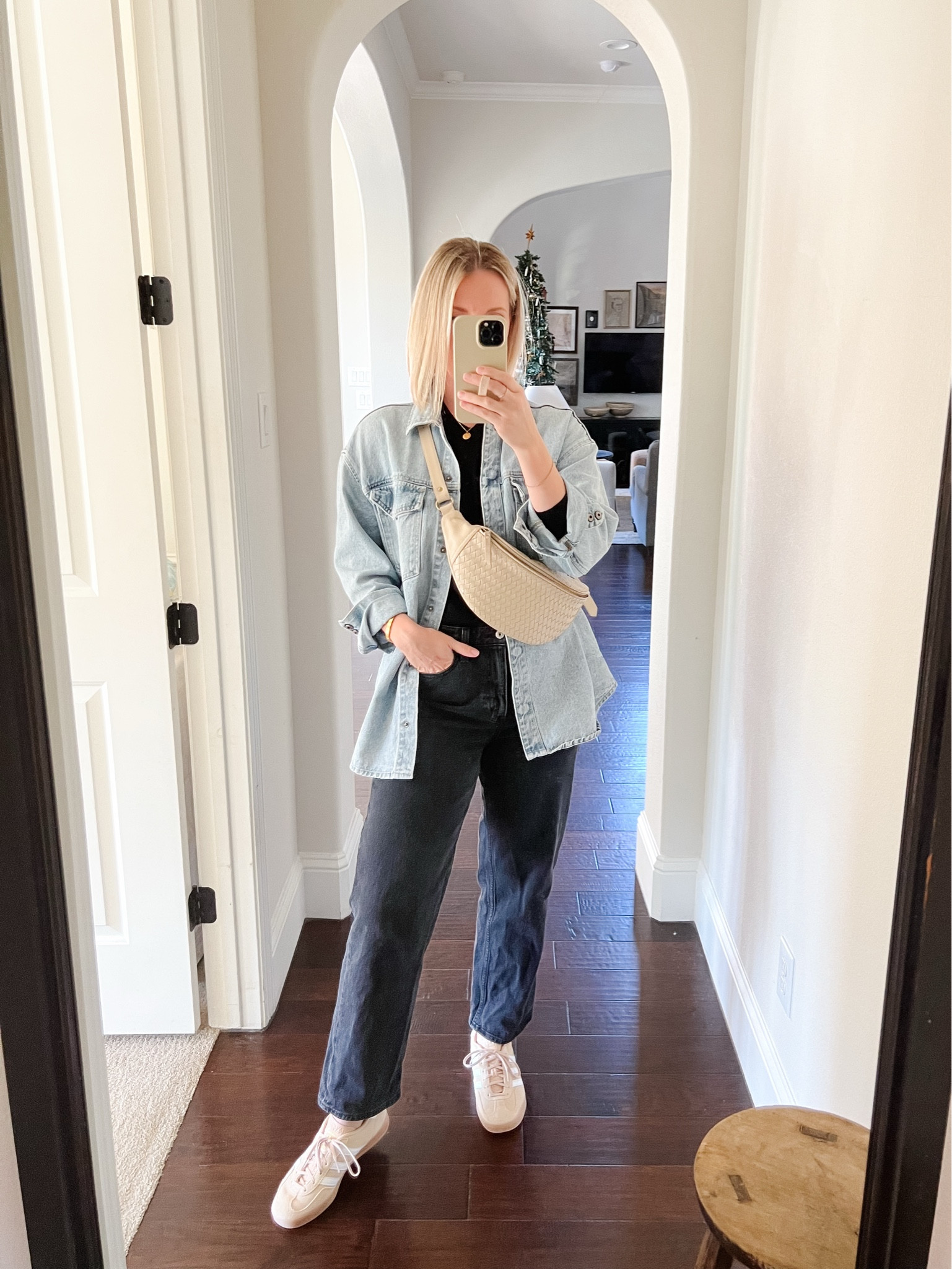 I wear this denim shacket on the regular, was such a great purchase.  Love these black jeans for winter.

Adidas Gazelle outfit ideas

#LTKMidsize #LTKOver40
