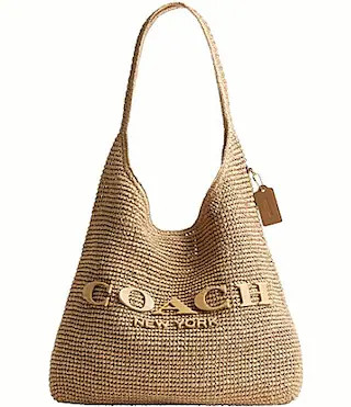 COACH Brooklyn 39 Straw Shoulder Bag - Natural | Dillard's