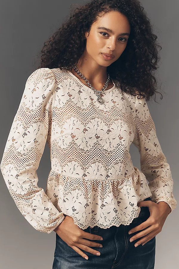 Dolan Left Coast Peplum Lace Blouse | Anthropologie (US)