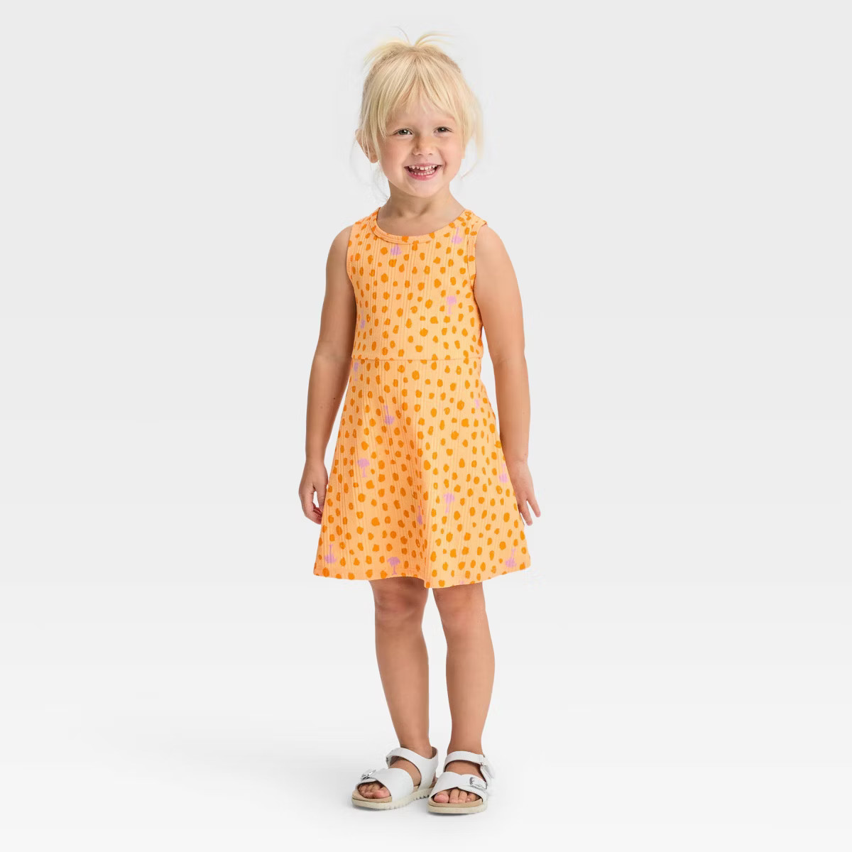 Toddler Girls' Dot Ribbed Tank Dress - Cat & Jack™ Peach | Target
