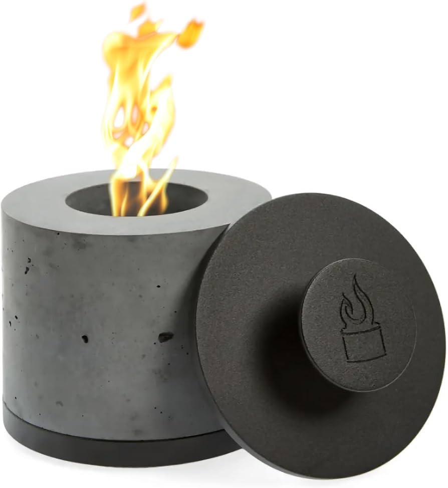 FLIKR Fire Personal Concrete Fireplace – Tabletop Smokeless Fire Pit with Fire Pit Snuffer Lid ... | Amazon (US)
