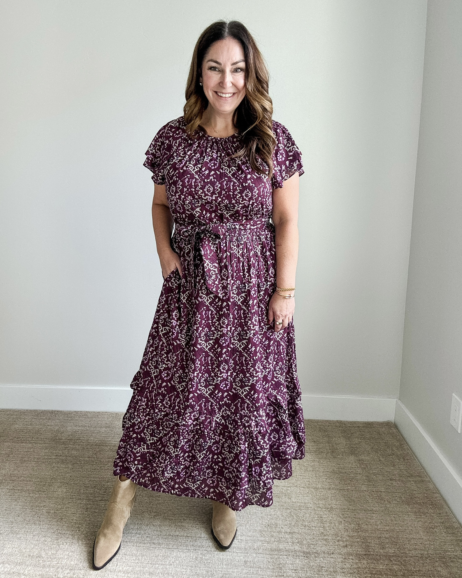 Fall Paisley Short Sleeve Berry Red Maxi Dress | Wearing Dress in tts L

#everevestyle #everevepartner #falloutfit #falldress #casualoutfit #everydaydress 

 

#LTKMidsize #LTKFindsUnder100 #LTKStyleTip