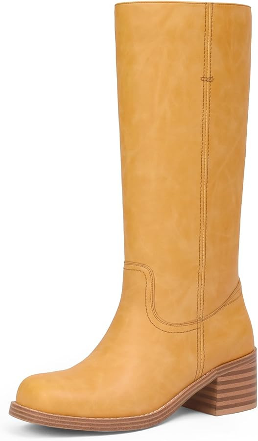 Mid Calf Boots for Women Chunky Block Heel Women’s Tall Boots Square Toe Comfortable Casual Boo... | Amazon (US)