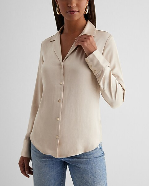 Relaxed Satin Portofino Shirt | Express