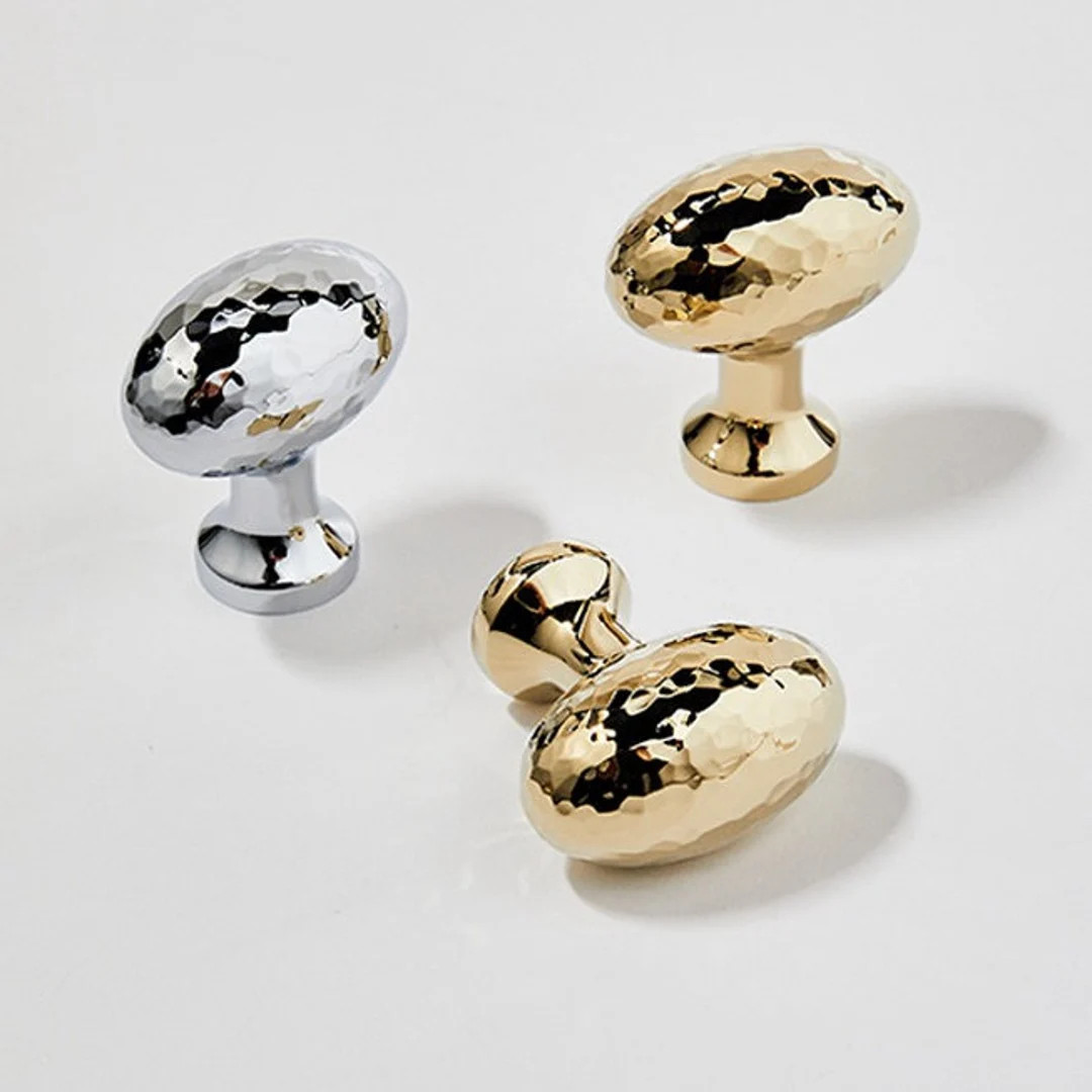 Contemporary Solid Brass Hammered Cabinet Knob Egg Oval Joinery Knob Dresser Drawer Pull Handles ... | Etsy (US)