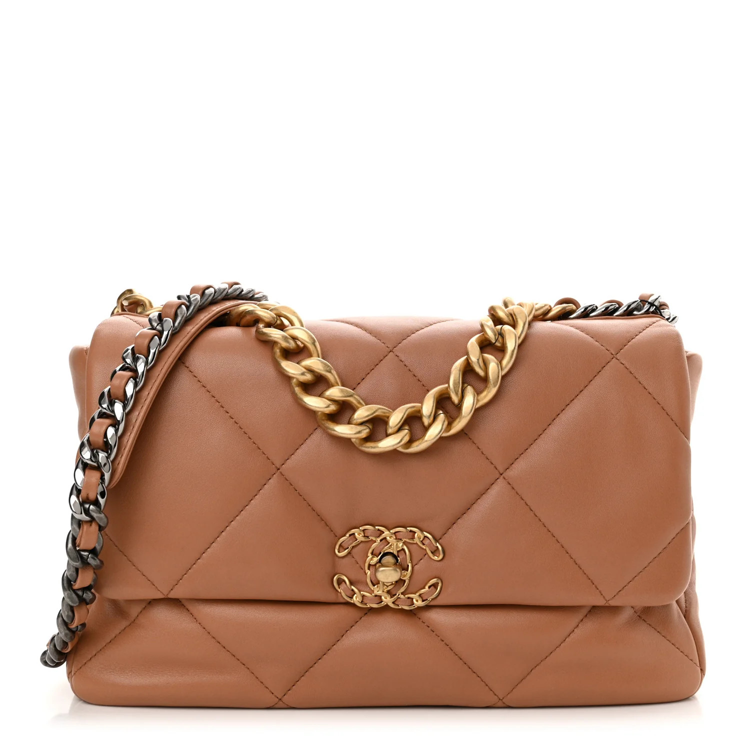 Lambskin Quilted Large Chanel 19 Flap Brown | FASHIONPHILE (US)