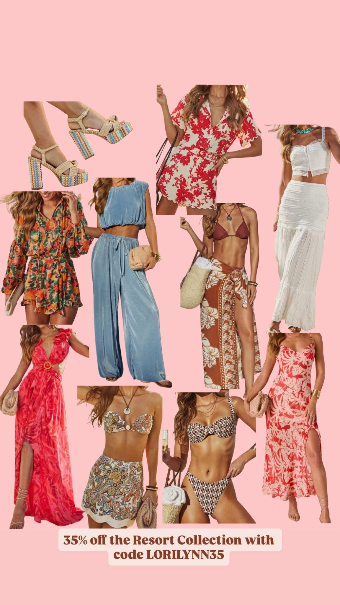 The resort collection! Never too early to start shopping for 2026 vacations. Loving the swimsuits and heels 😍 code LORILYNN35 

#LTKSaleAlert #LTKSeasonal #LTKootd