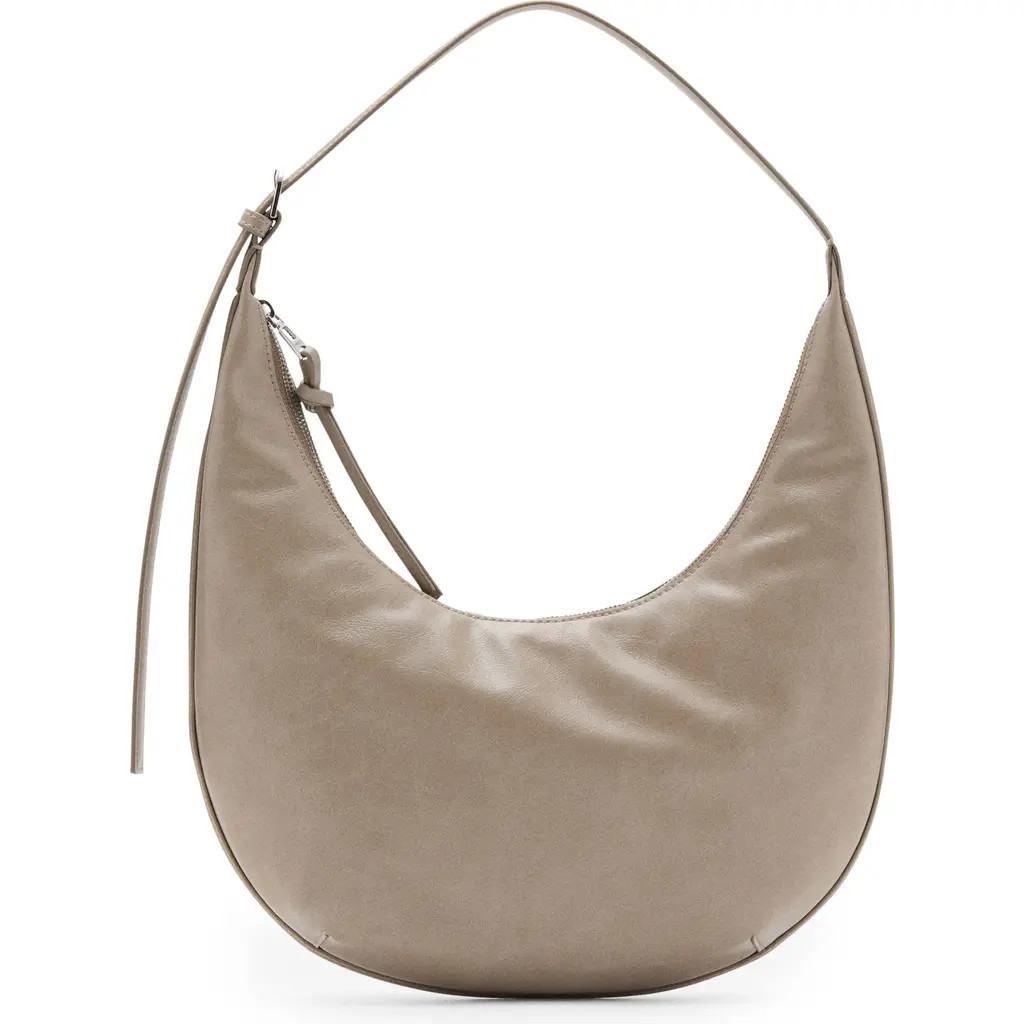 MANGO Medium Oval Faux Leather Shoulder Bag in Light/Pastel Brown at Nordstrom | Nordstrom