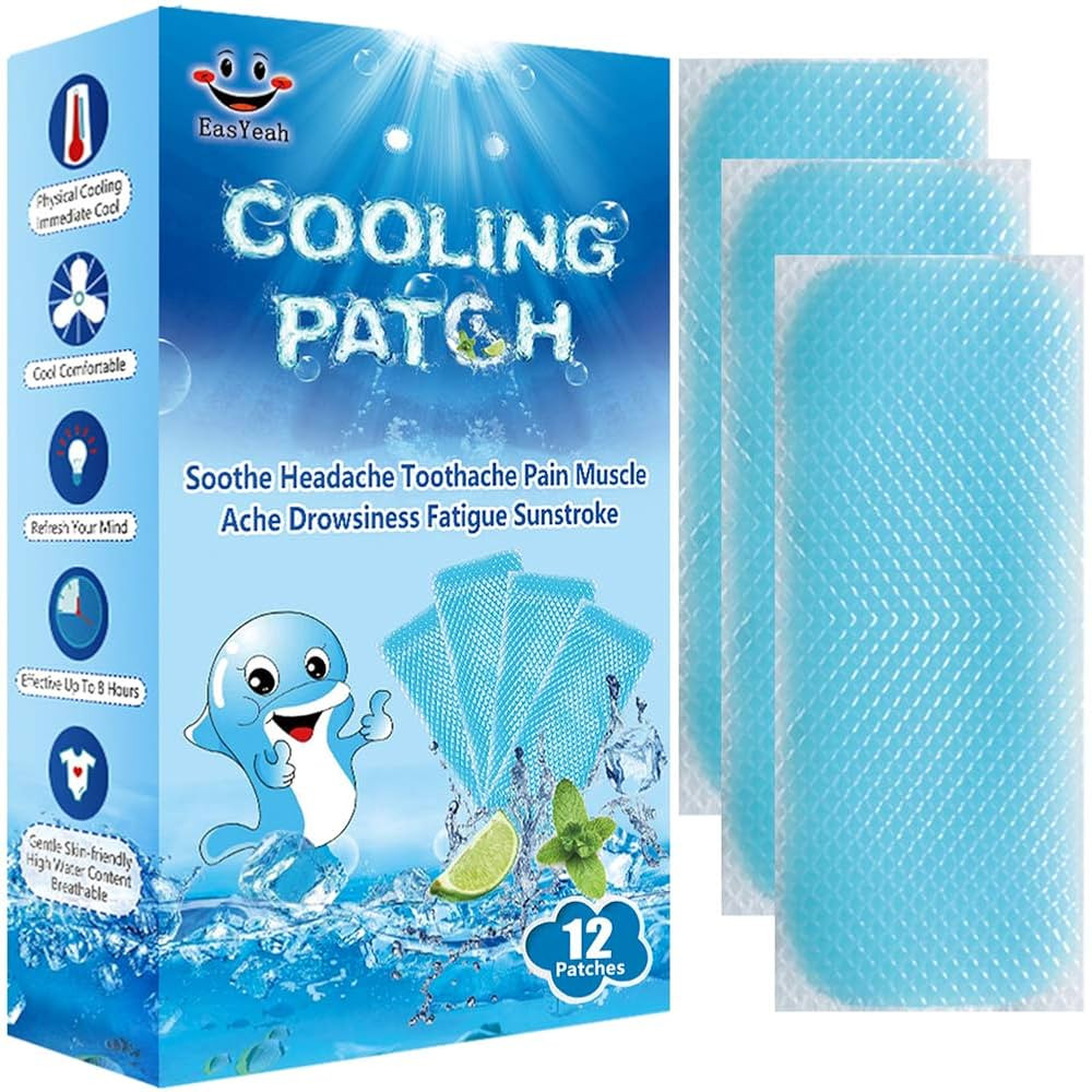 12 Sheets Cooling Patches for Fever Discomfort & Pain Relief, Cooling Relief Fever Reducer, Sooth... | Amazon (US)
