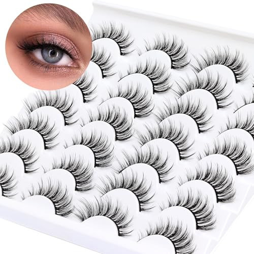 Losha Lashes Wispy False Lashes 14 Pairs Natural Fake Eyelashes Lightweight Soft False Eyelashes Fluffy Faux Mink Lashes Pack (G2-M) | Amazon (US)