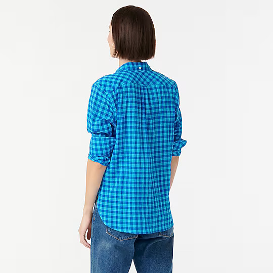 Classic-fit shirt in crinkle gingham | J. Crew US