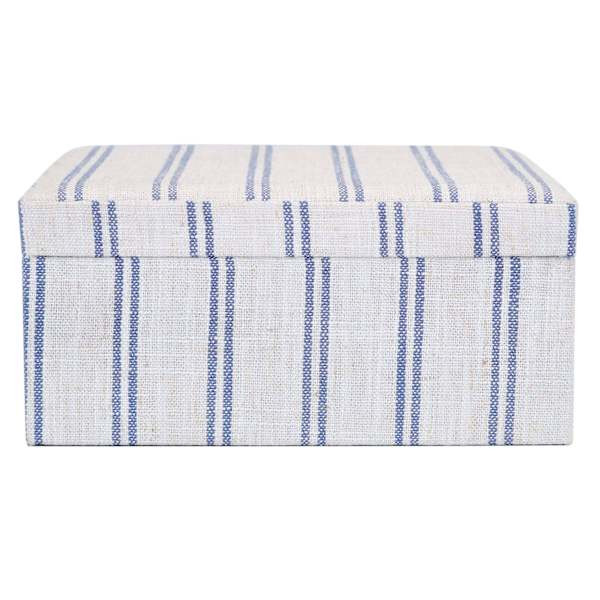 Ivory & Blue Striped Decorative Box, 6x5 | At Home