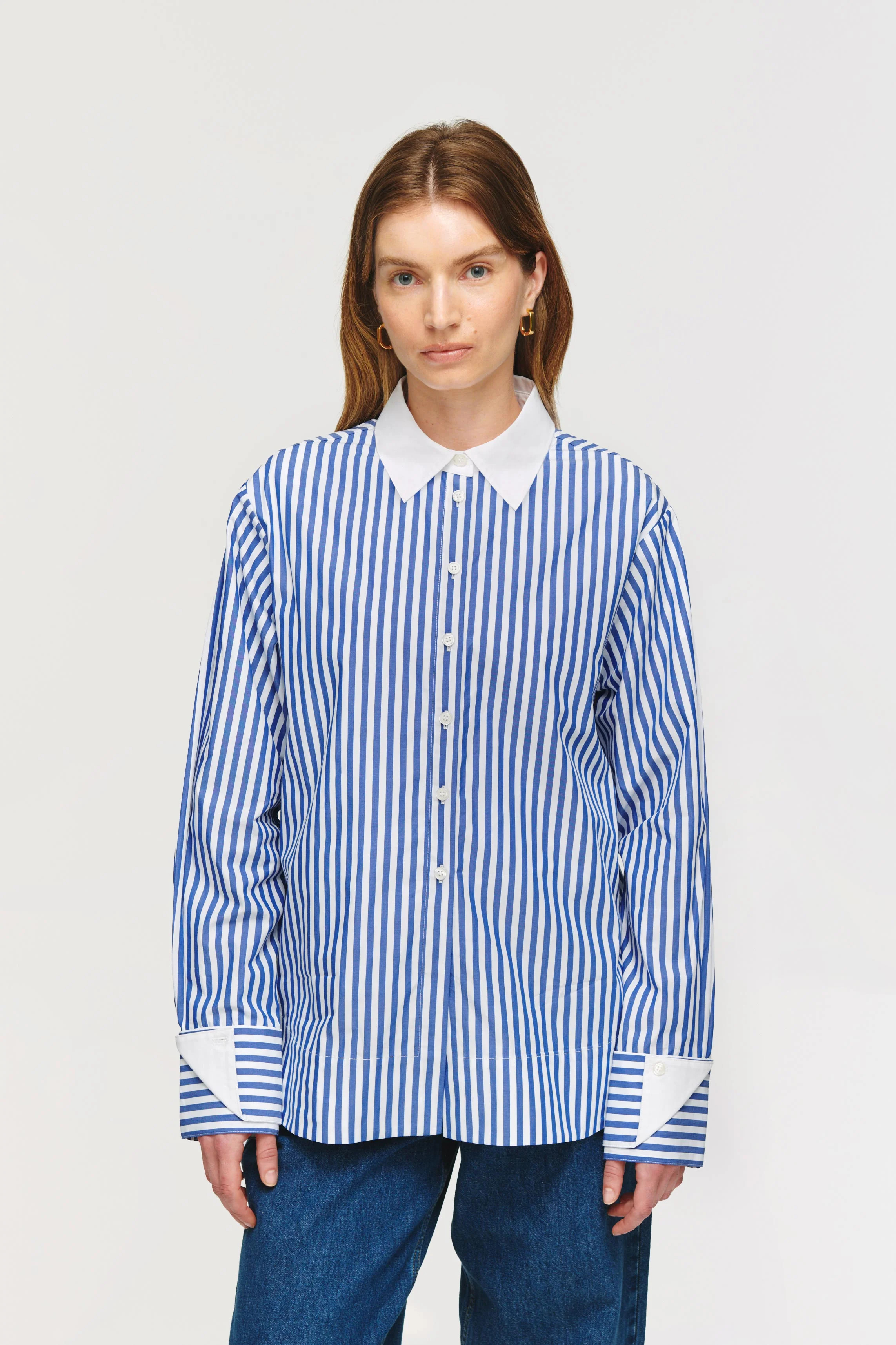 ALIGNE Stripe Shirt - Blue | Thyme | Aligne UK