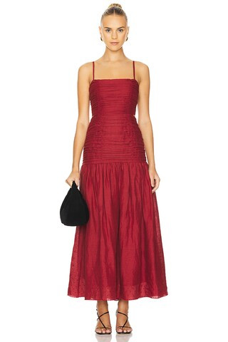 Aurelia Square Neck Dress in Merlot | Revolve Clothing (Global)