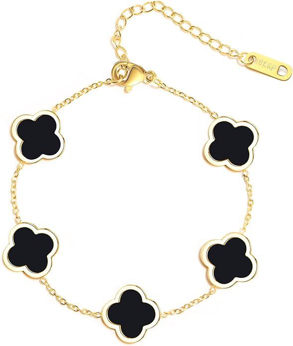 Unique Four Leaf Clover Bracelet for Women White Black Green Red Lucky Link Clover Bracelets,18K ... | Amazon (US)
