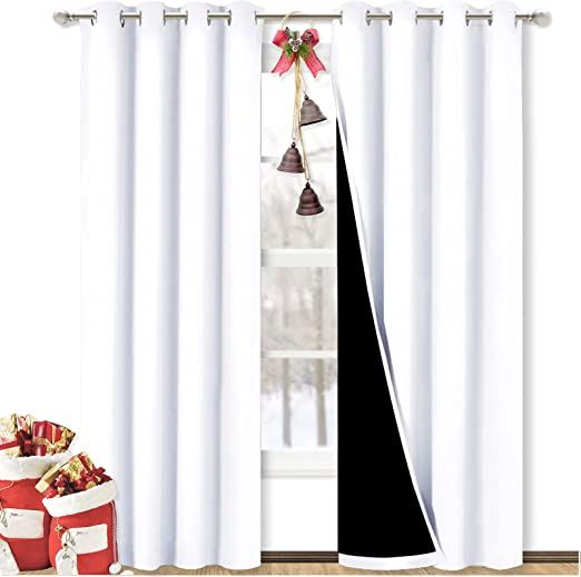 NICETOWN 100% Blackout Window Curtain Panels, Heat and Full Light Blocking Drapes with Black Line... | Amazon (US)