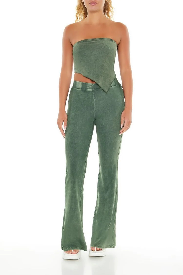 Mineral Wash Flare Leggings | Forever 21