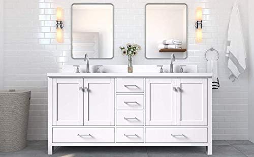 DKB Beckford Series 73" Inch Double Vanity In White with Rectangle Sinks and Pure White Quartz Co... | Amazon (US)
