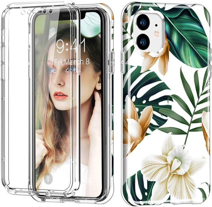 for iPhone 11 Pro Max Case, [Built-in Screen Protector] Flower Full Body Shockproof Dual Layer Hi... | Amazon (US)