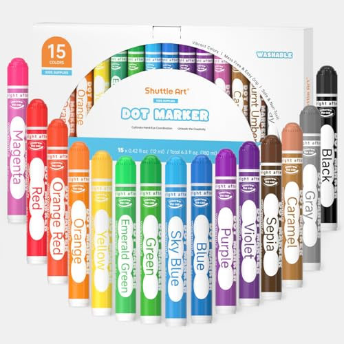 Shuttle Art Dot Markers, 15 Colors Washable Dot Markers for Toddlers,Bingo Daubers Supplies for Kids Preschool Children, Non Toxic Water-Based Bingo Daubers | Amazon (US)