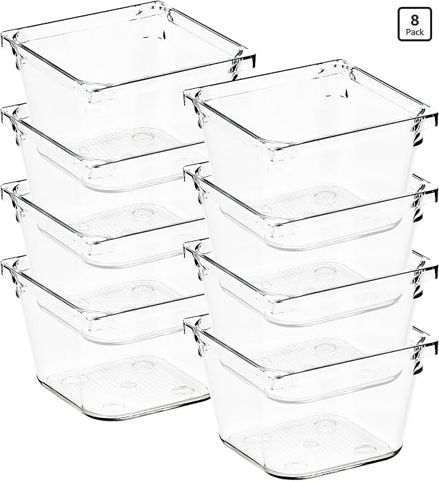 8 Pack Drawer Organizer - 3" X 3" Clear Acrylic Storage Bins with Non-Slip Pads, Versatile Desk T... | Amazon (US)
