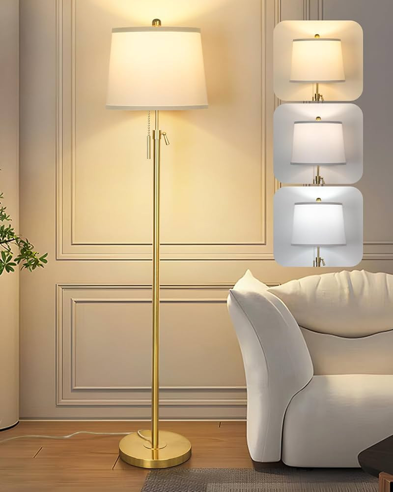 Gold Floor Lamp for Living Room, Tall Standing Lamp with 3 Color Temperatures Modern Brass Floor ... | Amazon (US)