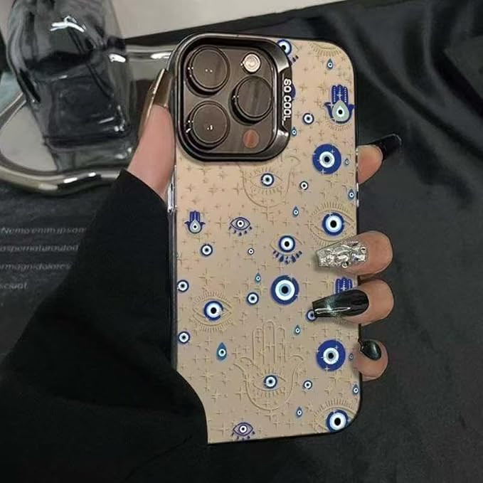 Evil Eye Phone Case for iPhone 17 Pro Max,Hamsa Hand Pattern Case for Men and Women,Black Hard Sh... | Amazon (US)