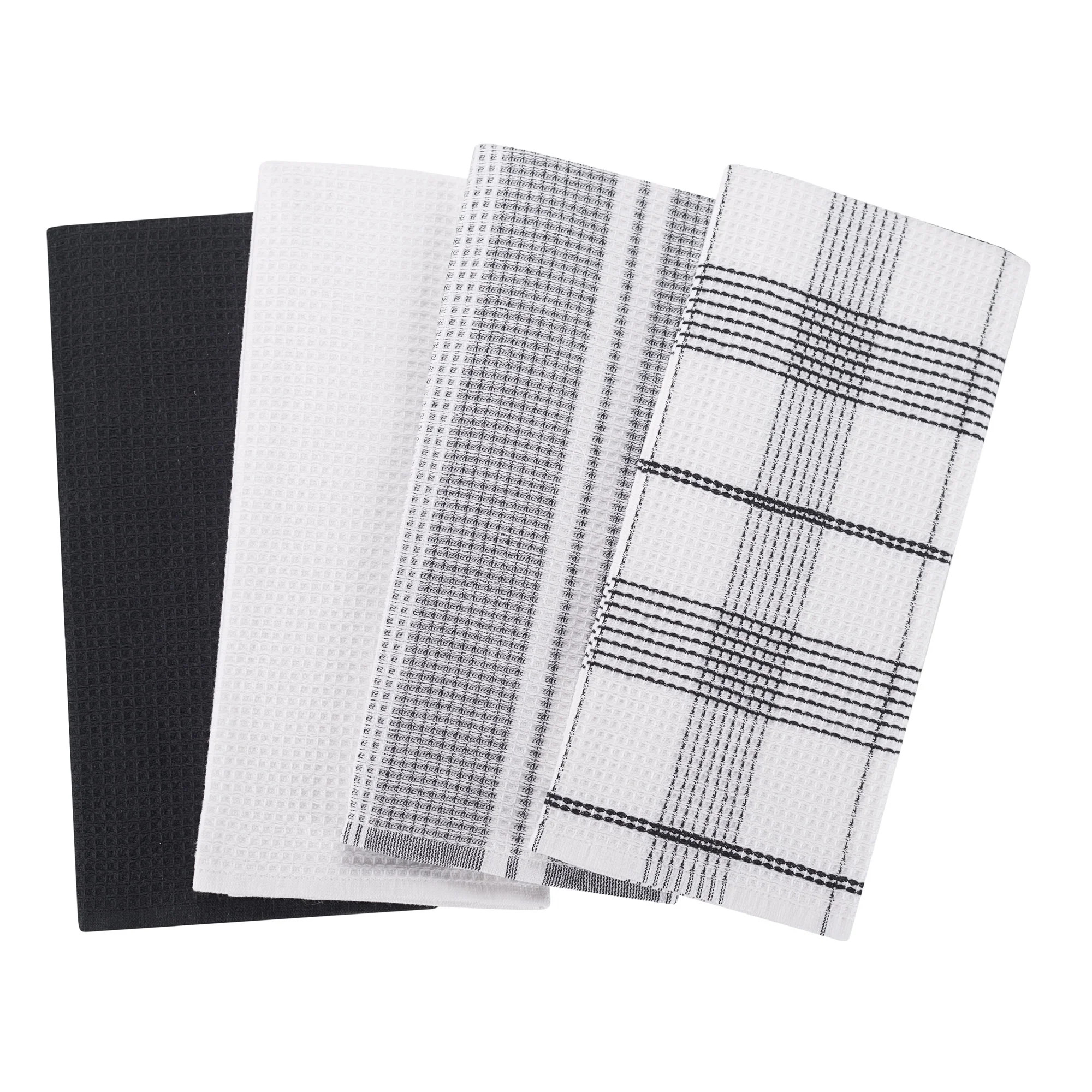 Better Homes & Gardens Rich Black Cotton Waffle-Weave Dual-Purpose Oversized Kitchen Towels 4 Pac... | Walmart (US)
