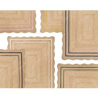 Scallop Jute Rug, Natural Wavy Edge Scalloped Shape Bohemian Boho Decor Area Custom Rug | Etsy (US)