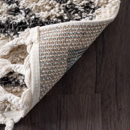 Off White Moroccan Diamond Drop Tassel Temara Area Rug | Rugs USA