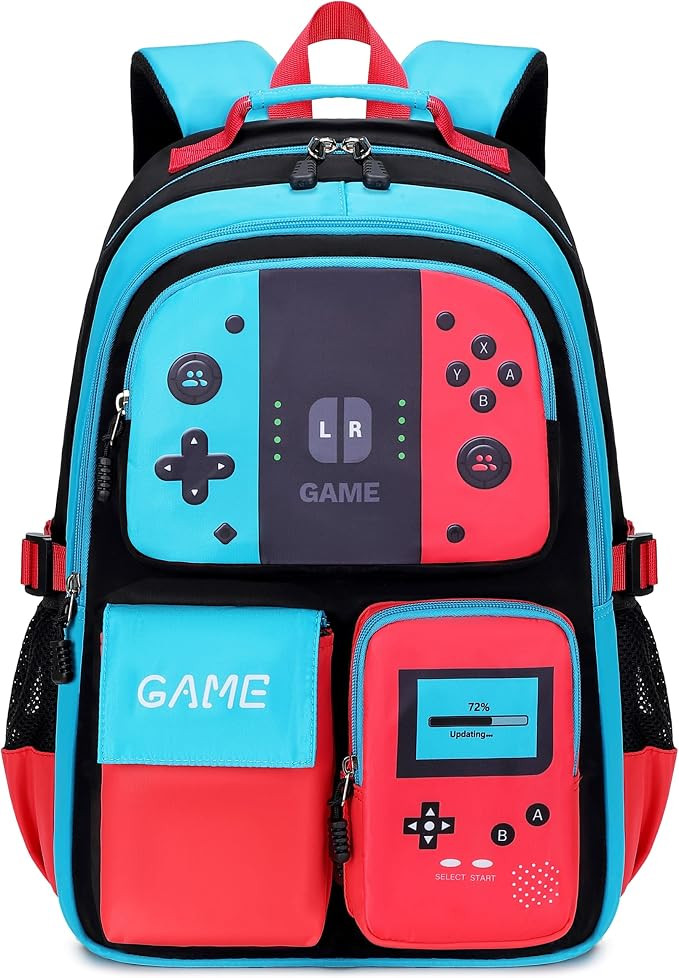 Boys Backpack Kids Elementary Bookbag Teen School Bag Game 18in Bag (1Blue) | Amazon (US)