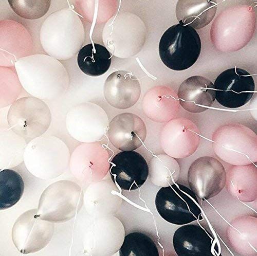 12" 3.2 Helium Quality Latex Balloons - Black White Light Pink And Silver. Perfect For Any Specia... | Amazon (US)