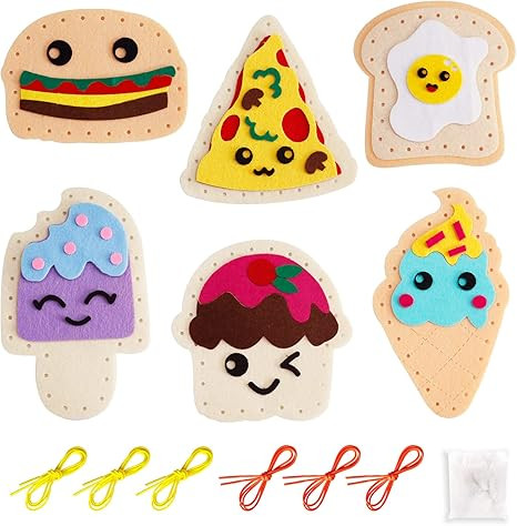 Flying Childhood 6Pcs Sweet Treats Lacing-Toys for Toddlers Felt Food Kit Arts and Crafts Supplie... | Amazon (US)