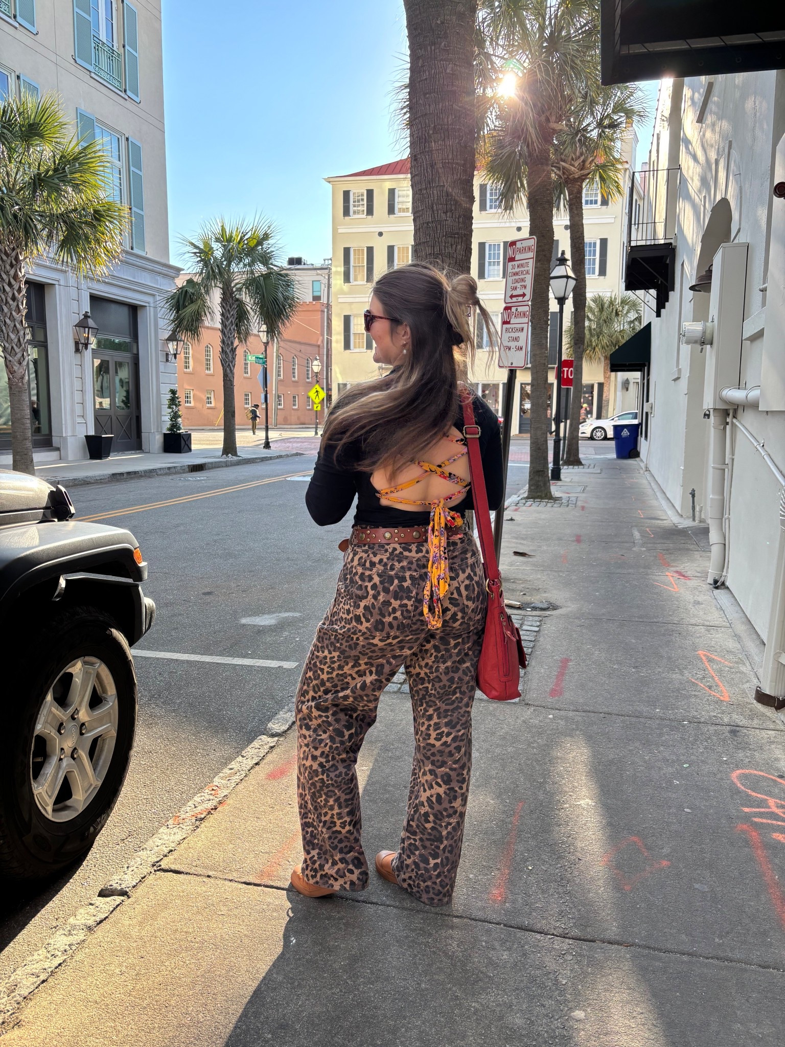 Winter Second Sunday in Charleston:
Intimately by Free People Straps in the Back shirt (M), bueno red crossbody, slouchy Jeans in leopard (29), bangs shoes (7.5) 

#LTKSeasonal #LTKootd #LTKdayinmylife