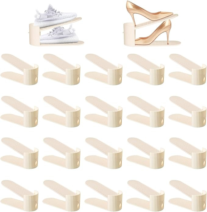 Paquete de 20 organizadores de ranuras para zapatos, soportes apiladores de zapatos para un par d... | Amazon (US)