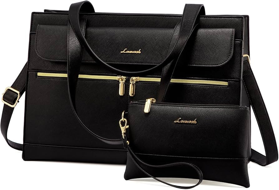 LOVEVOOK Laptop Tote for Women - 15.6 Inch Professional PU Leather Computer Briefcase, Waterproof... | Amazon (US)